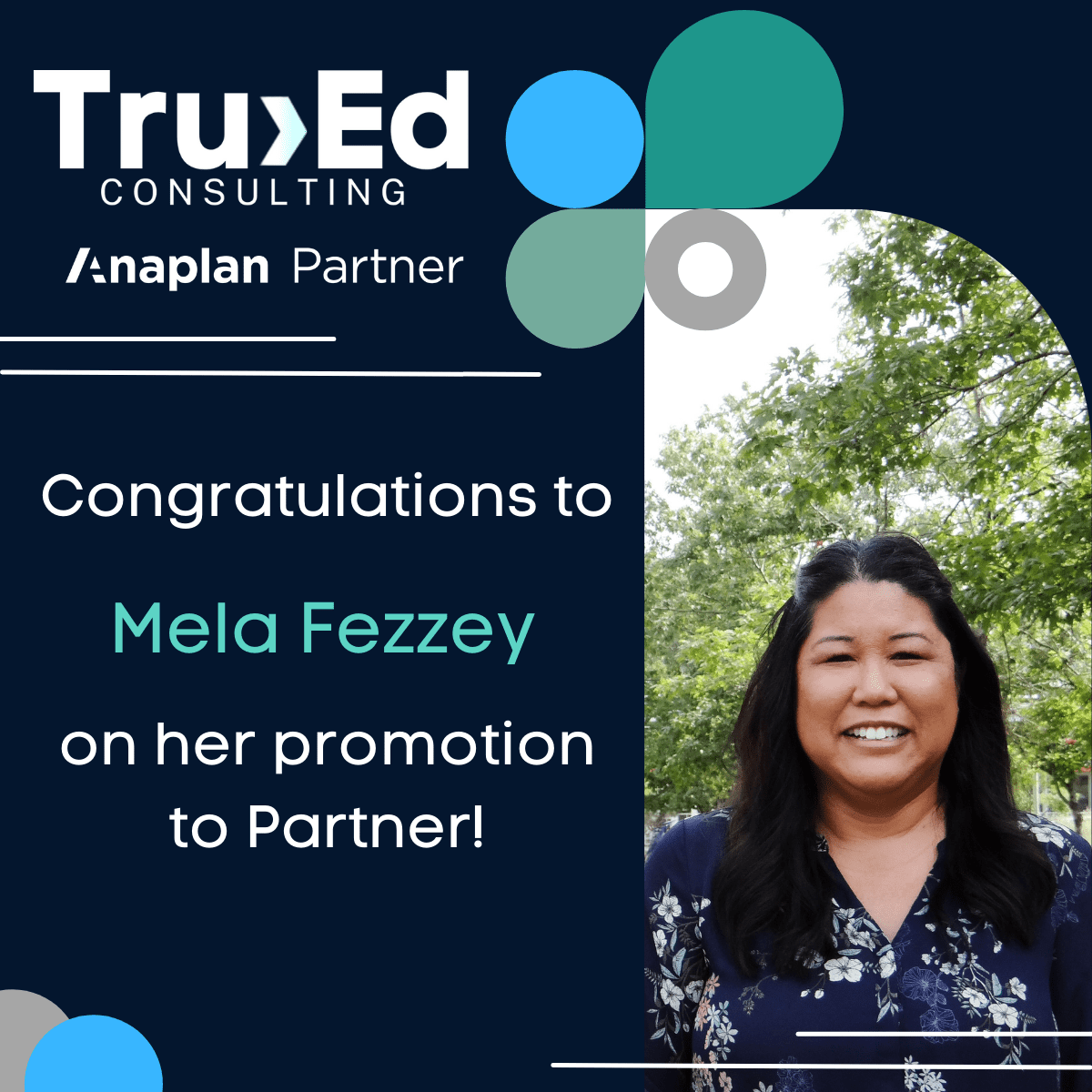 Congrats to Mela on her Promotion to Partner! Tru Consulting